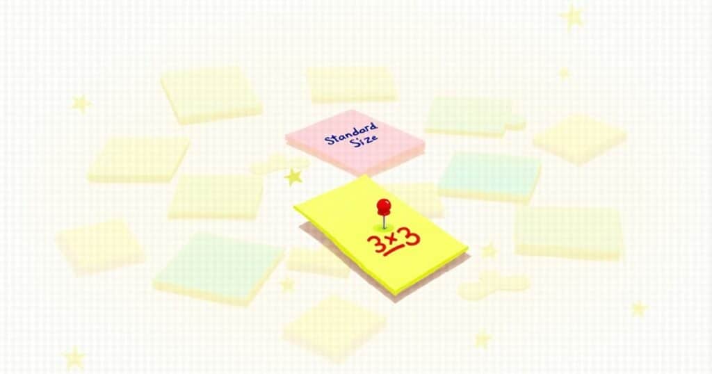 sticky note dimensions